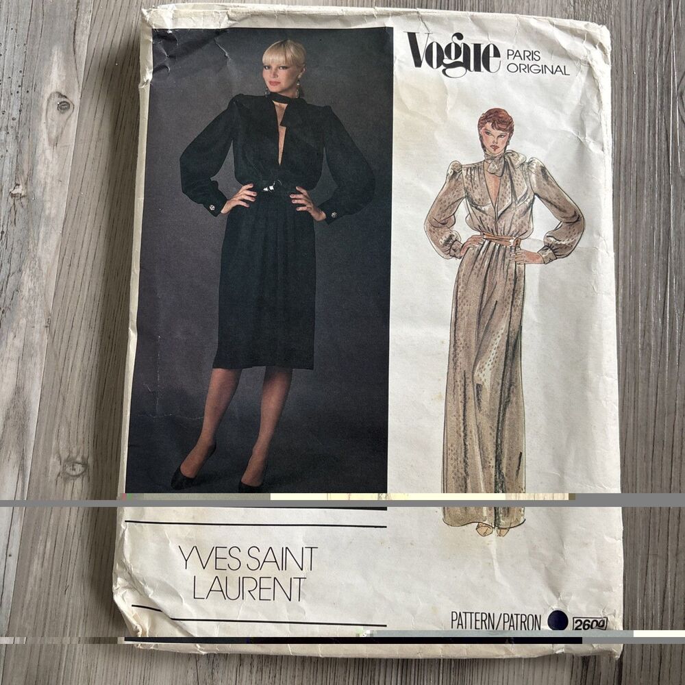 Vintage Vogue Paris Yves Saint Laurent Pattern Dress Sewing Pattern Size 12